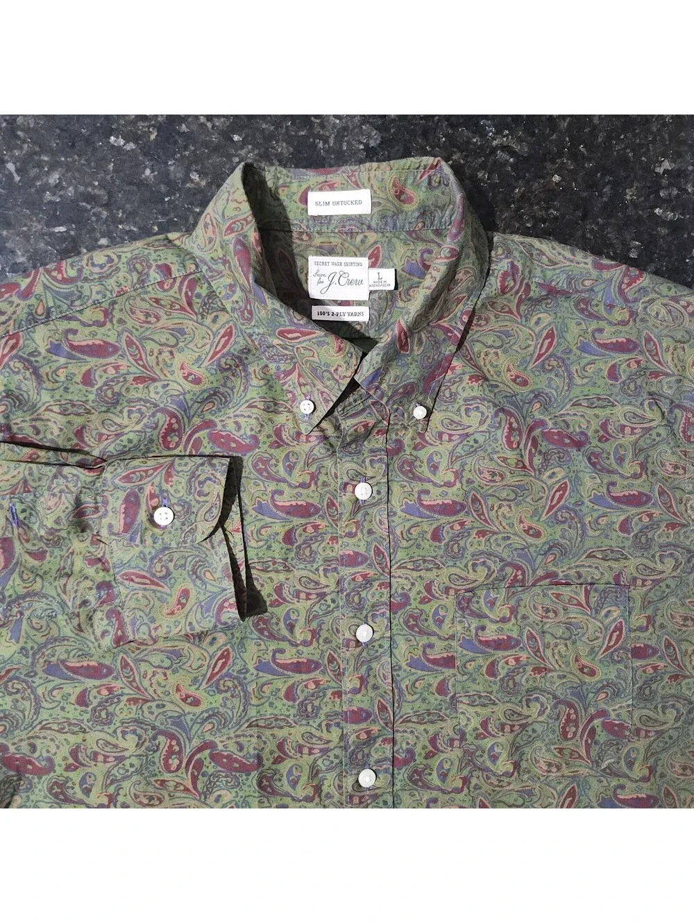 J.Crew Slim Untucked Button Down Paisley All Over Art Boho Trippy Preppy Large